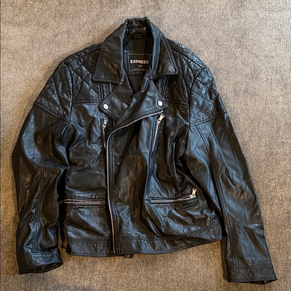 Express Quilted Black Leather Jacket